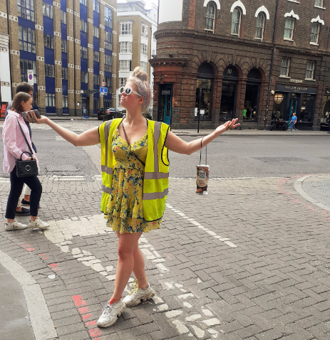 Street canvasser engaging with public